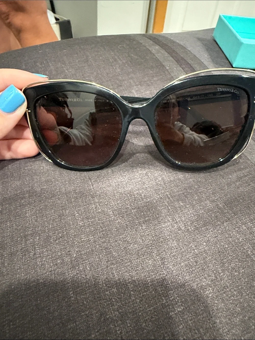Tiffany & Co. Black Cat-Eye Sunglasses with Gold Accent